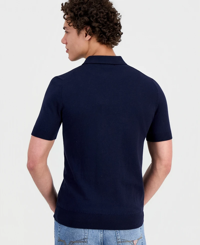 Guess Men's Lex-Knit Spread Collar Polo Shirt