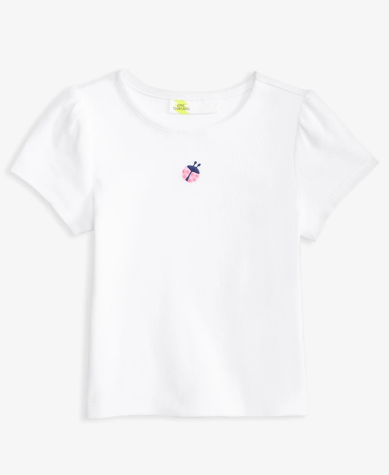Epic Threads Girls' Toddler 2T-5T Ribbed Embroidered T-Shirt, Macy's Exclusive