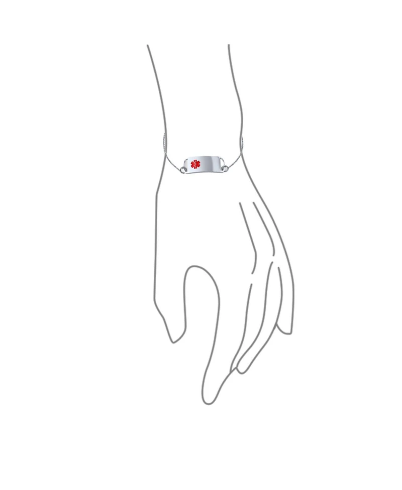 Bling Jewelry Name Tag Medical Id Bolo Bracelet Box Link Chain Stainless Steel Adjustable