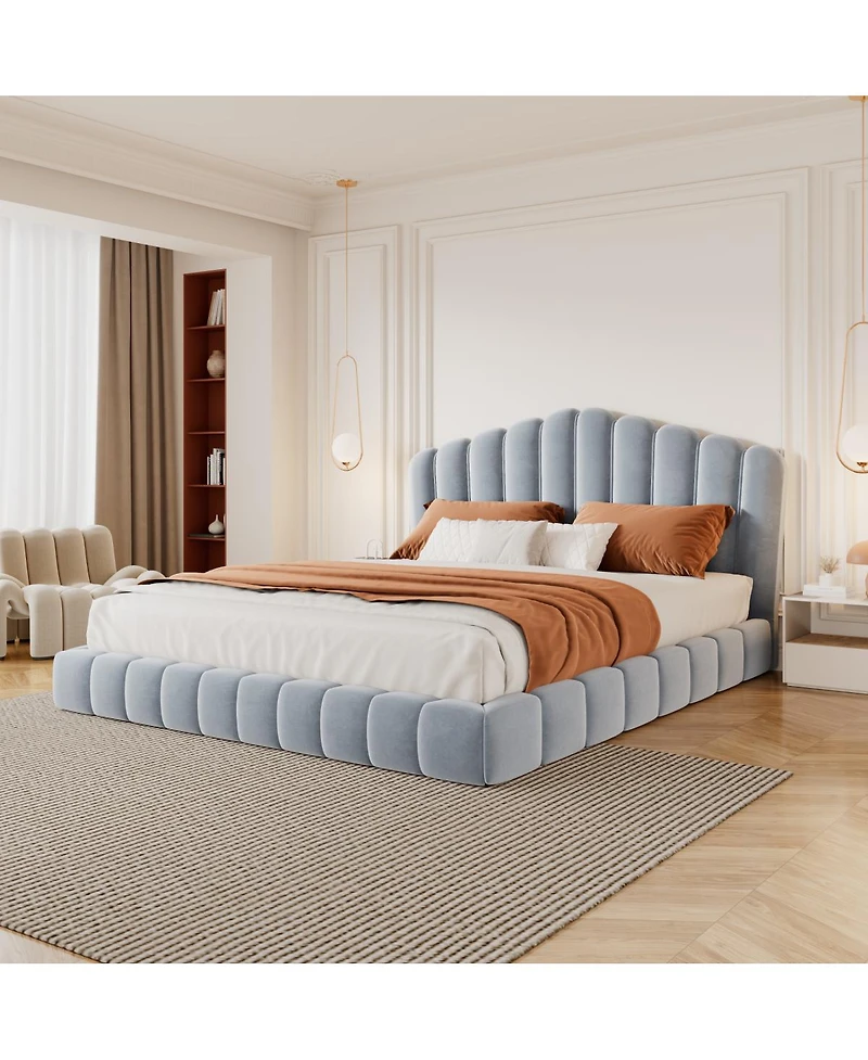 Streamdale Furniture Bed Frame with Shell-Shaped Headboard