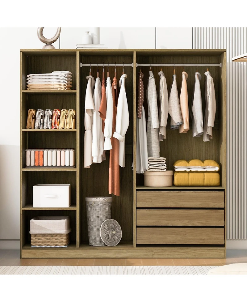 Streamdale Furniture Modern Open Wardrobe with Drawers & Shelves