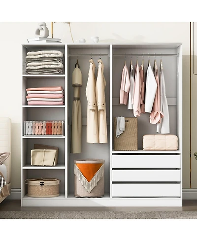 Streamdale Furniture Modern Open Wardrobe with Drawers & Shelves