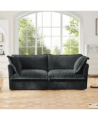 Streamdale Furniture Gray Corduroy Slipcovered 2-Seat Sofa