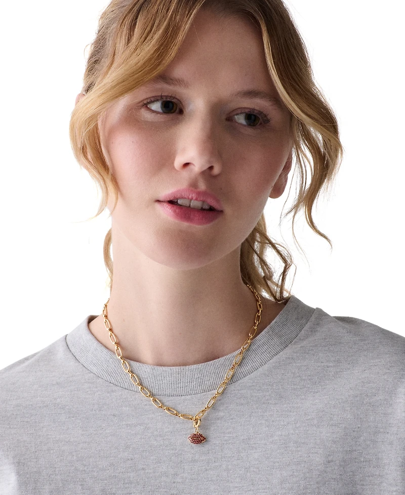 kate spade new york Gold-Tone Pave Lips Charm Pendant