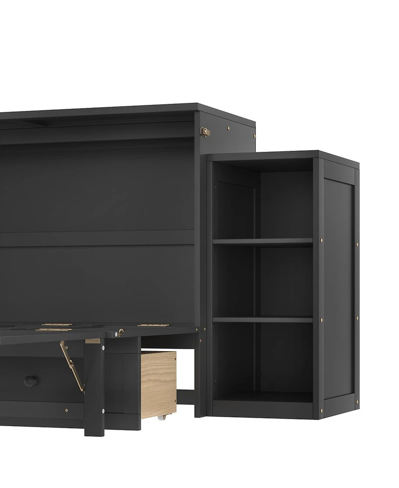 Streamdale Furniture Full size Murphy bed with storage drawers & shelves