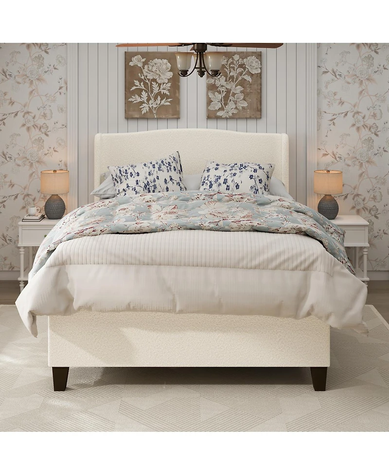 Streamdale Furniture Queen Size Teddy Velvet Upholstered Bed Frame with Headboard and Footboard
