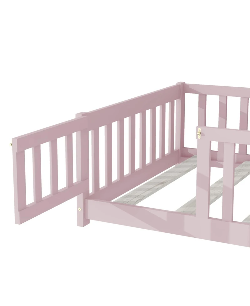 Streamdale Furniture Twin Floor Bed with Fence & Door