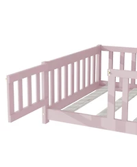 Streamdale Furniture Twin Floor Bed with Fence & Door