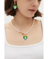 Esmee Glaze Heart Pendant Baroque Pearl Necklace