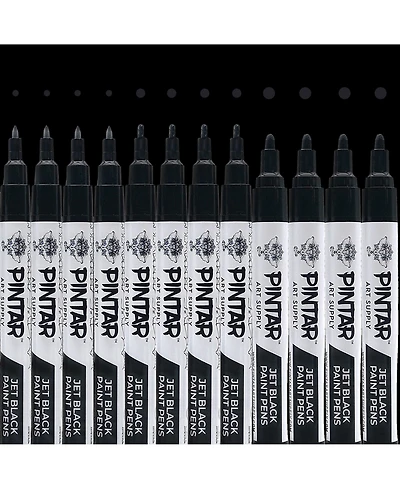 Pintar Black Acrylic Paint Markers - Artist Brush Pens, Paint Pens, Calligraphy Markers - Black Paint Pen & Acrylic Markers
