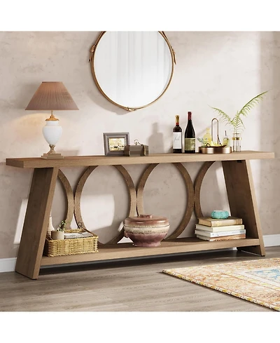 Tribesigns 70.9 inch Extra Long Console Table, Farmhouse Sofa Table Behind Couch with 2 Tier Storage Shelf, Narrow Entryway Hallway Accent Table