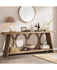 Tribesigns 70.9 inch Extra Long Console Table, Farmhouse Sofa Table Behind Couch with 2 Tier Storage Shelf, Narrow Entryway Hallway Accent Table