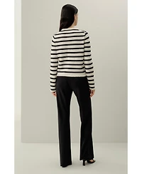 Lilysilk Women's Stripped Crochet Washable-Wool Cardigan