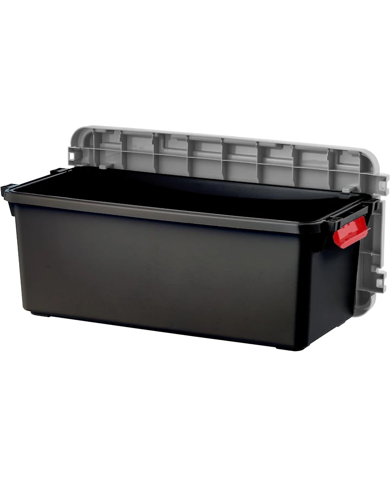 Iris Usa, 15-Gallon, Lockable Storage Trunk Box, Plastic, Black/Gray, 2Pk