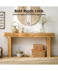 Streamdale Furniture 63" Solid Wood Console Table - Rustic Farmhouse Sofa Table