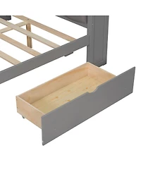 Streamdale Furniture Wood Full Platform Bed w/Storage, Drawers, Charging, Led, Desk, Upholstered Headboard