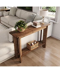 Tribesigns 41.3 Inches Sofa Table, Solid Wood 2-Tier Console Table for Living Room, Modern Sofa Table Behind Couch, Hallway Foyer Table, Walnut