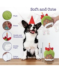 Nocciola Matcha Strawberry Birthday Cake Dog Toy, Plush Toy with Removable Birthday Song Player, Interactive Dog Toy, Perfect Birthday Gift for Dogs