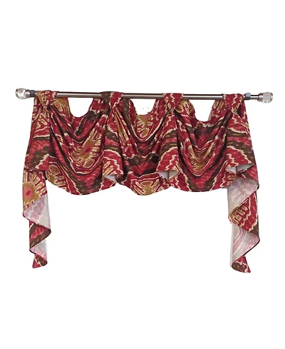 Rlf Home Begonia 3-s Victory 100% Cotton Tab Top Swag Window Curtain 54" x 25" Red