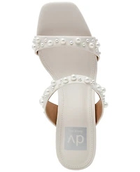 Dv Dolce Vita Women's Veniss Imitation Pearl Two-Band Slide High Heel Slip-On Dress Sandals