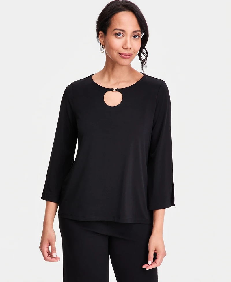 Jm Collection Women's Split-Sleeve Keyhole-Neck Top, Macy's Exclusive