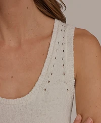 Donna Karan Weekend Women's Scoop Neck Pointelle Stitch Tank Top