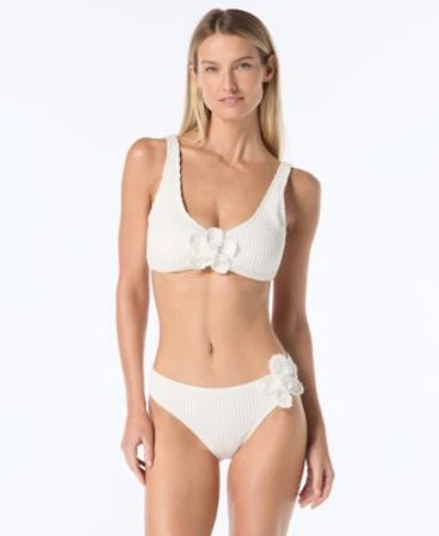 Vince Camuto Womens V Neck Crochet Top High Cut Bottoms