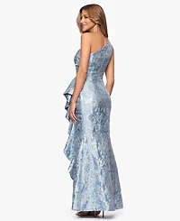 Xscape Women's Metallic Jacquard One-Shoulder Gown