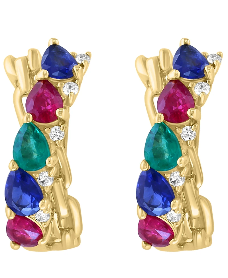 Effy Collection Multi-Gemstone (1-5/6 ct. t.w.) & Diamond (1/10 ct. t.w.) Earrings in 14k Yellow Gold
