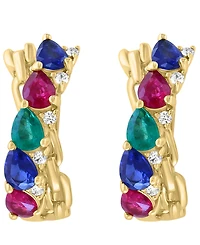Effy Collection Multi-Gemstone (1-5/6 ct. t.w.) & Diamond (1/10 ct. t.w.) Earrings in 14k Yellow Gold