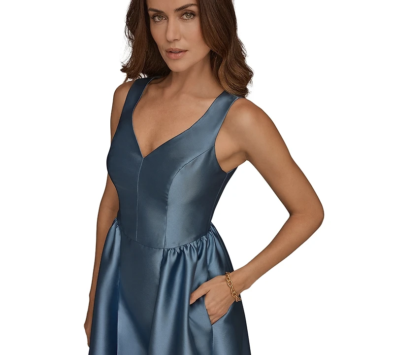 Donna Karan New York Women's Sleeveless V-Neck A-Line Midi Dress