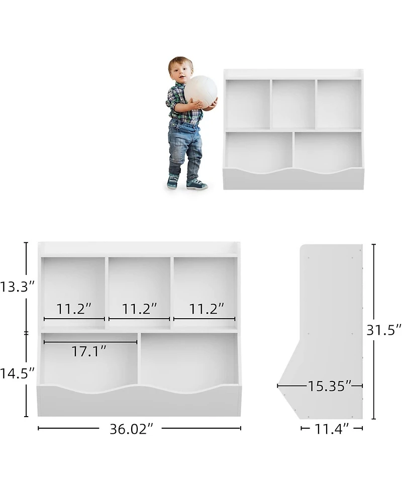 gaomon Kids Bookshelf Toy Storage Organizer – Wood Toy Storage Cabinet, Children's Toy Shelf, Kids Book Rack, Storage Bookshelf for Playroom, B