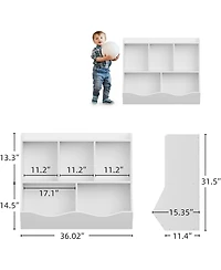 gaomon Kids Bookshelf Toy Storage Organizer – Wood Toy Storage Cabinet, Children's Toy Shelf, Kids Book Rack, Storage Bookshelf for Playroom, B