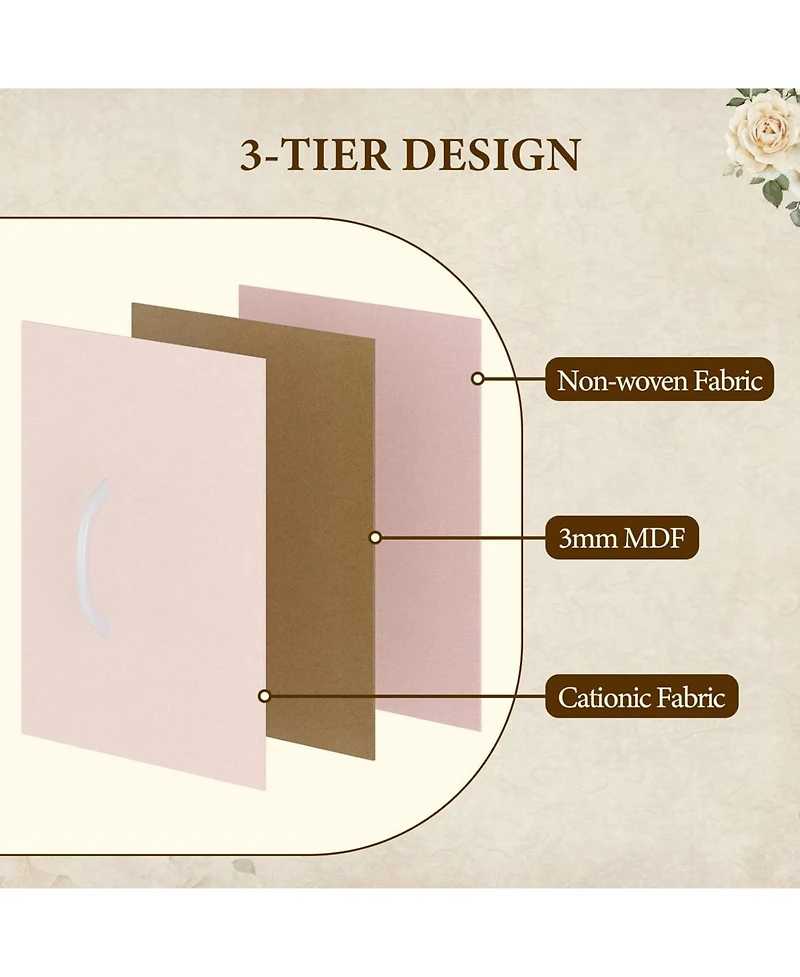 gaomon 15-Drawer Pink Fabric Dresser, Wood Tabletop, Metal Frame, Tall Chest Organizer for Bedroom, Living Room, Entryway