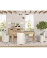 Furniture Marcel -Pc. Wood Rectangular Table and Upholstered Barrel Side Chairs Dining Set