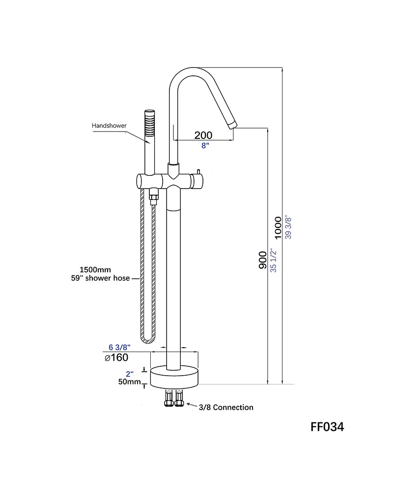 Busdays Freestanding Bathtub Faucet with Hand Shower