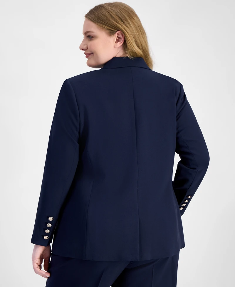 Tahari Asl Plus Peak-Lapel Single-Button Blazer