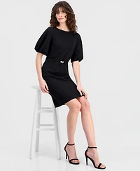 Anne Klein Women's Belted Puff-Sleeve Sheath Dress