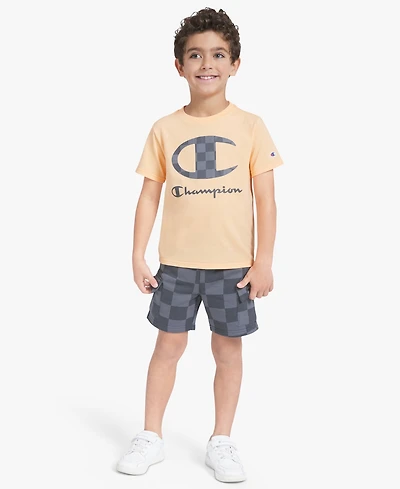 Champion Boys' 4-7 Crewneck T-Shirt and Cargo Shorts, 2-Piece Set