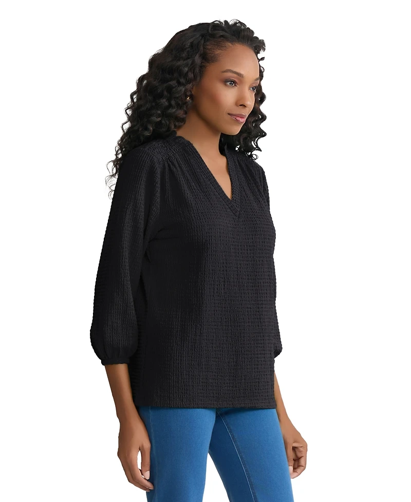 Jones New York Women's Smocked Shoulder Top