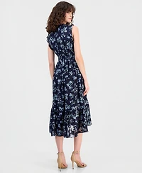 Anne Klein Women's Floral Print Sleeveless Midi Dress