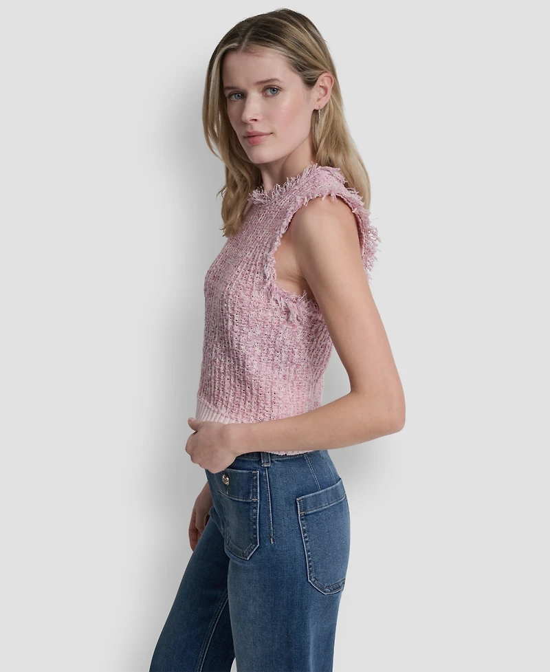 Dkny Jeans Women's Sleeveless Fringe Trimmed Sweater