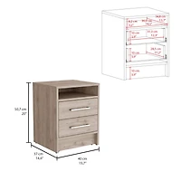 Streamdale Eter Nightstand, Superior Top, Two Drawers - Light Gray