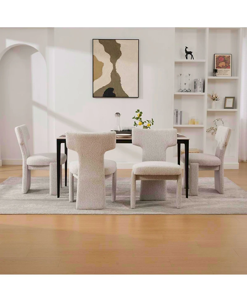 Streamdale Furniture Modern Chenille Dining Chair Set of 4, Beige