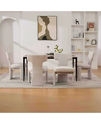 Streamdale Furniture Modern Chenille Dining Chair Set of 4, Beige