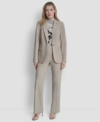 Dkny Womens Newspaper Print One Button Blazer Modern Fit Front Pleated Trousers