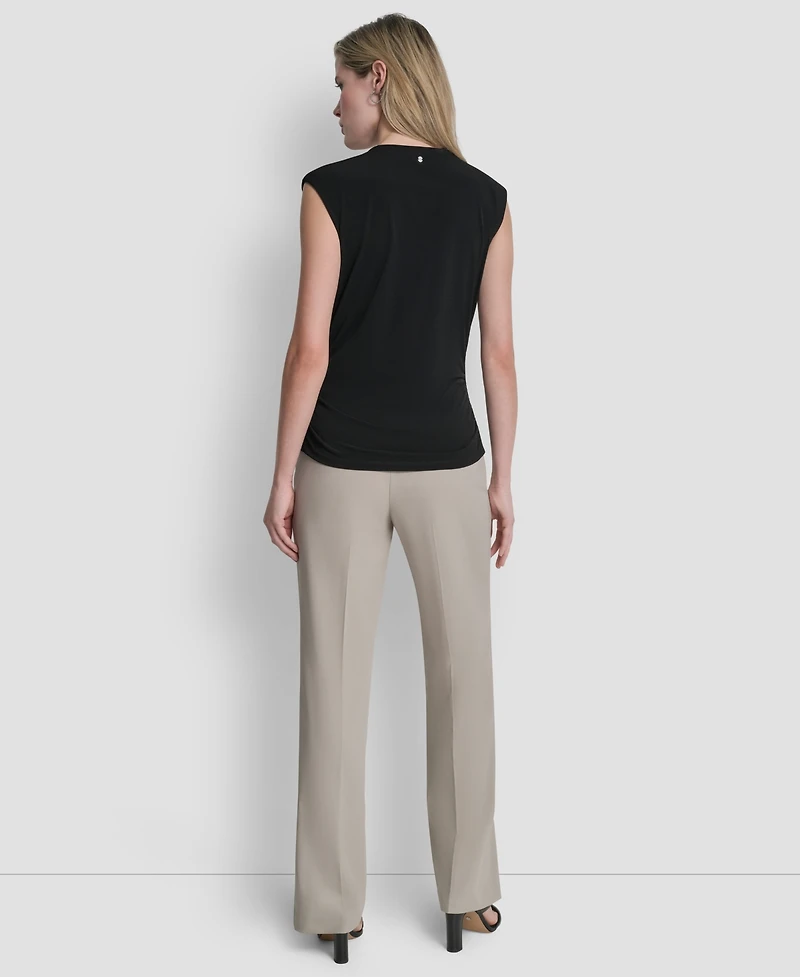 Dkny Women's Asymmetric Neck Cap-Sleeve Knit Top