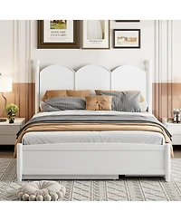 Streamdale Furniture Queen Size Platform Bed With with 2 Big Drawers, Twin Xl Size Trundle, White