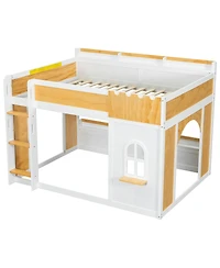 Streamdale Furniture Full over Full Bunk Bed with Storage Shelves, Window, and Two Doors