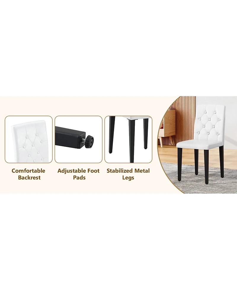 Streamdale Furniture Pu Dining Chair with Ergonomic Buckle Backrest